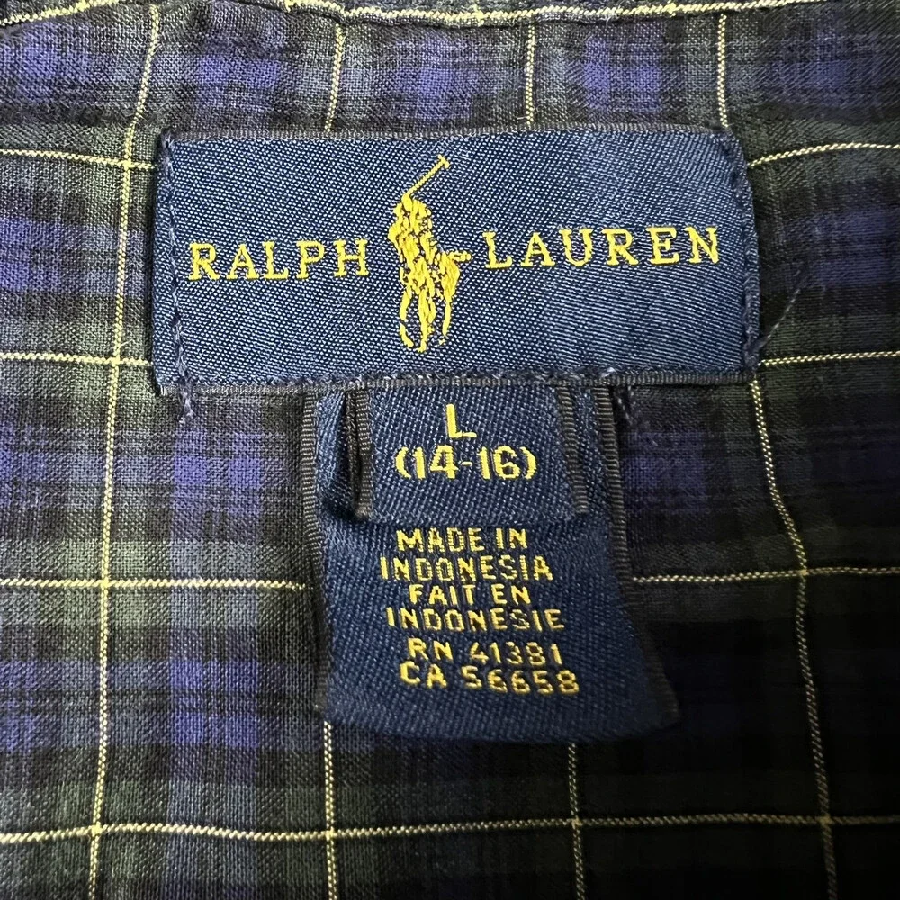 Ralph Lauren Shirt Youth Large Plaid Button Down Long Sleeve Classic Casual